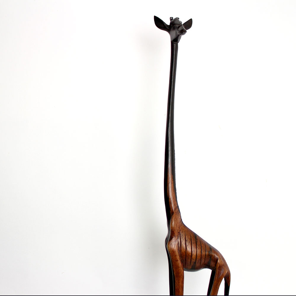 Long Wooden Giraffe Statue | Black Malaika