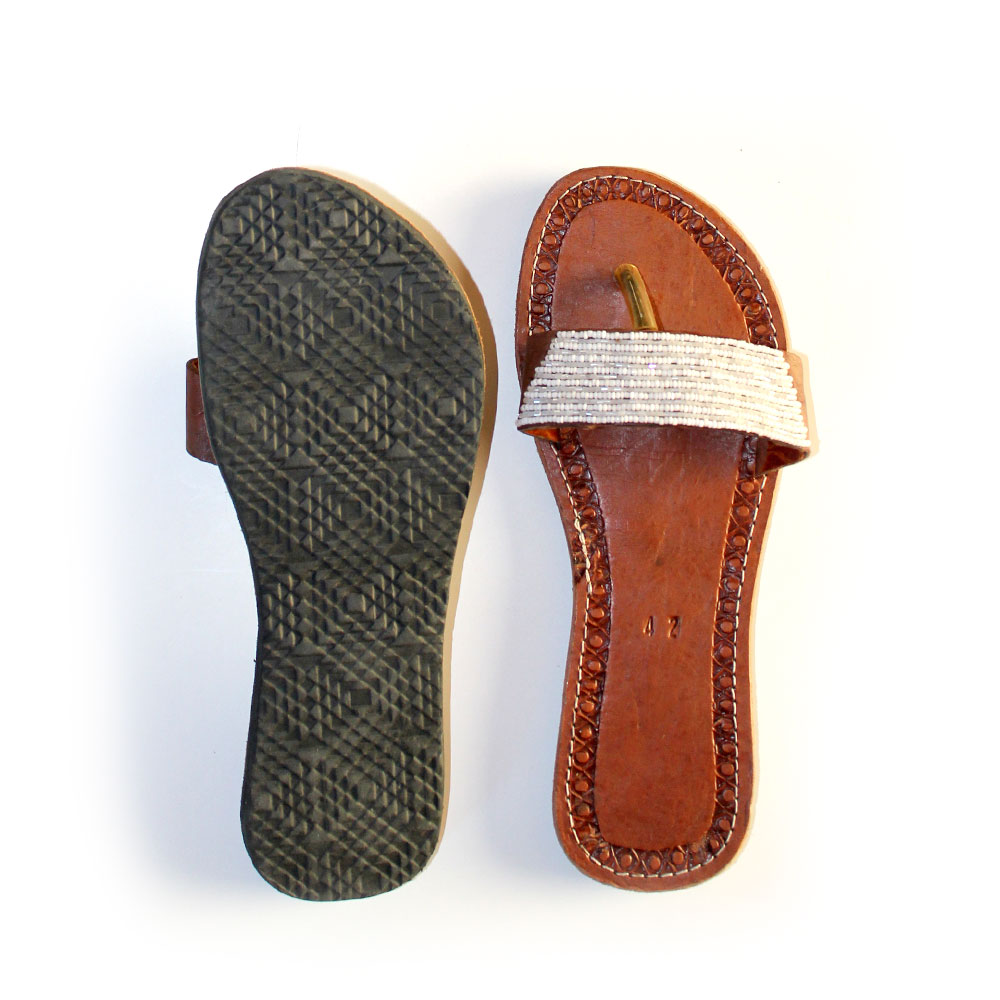 Beaded African Sandals - Size 42 | Black Malaika